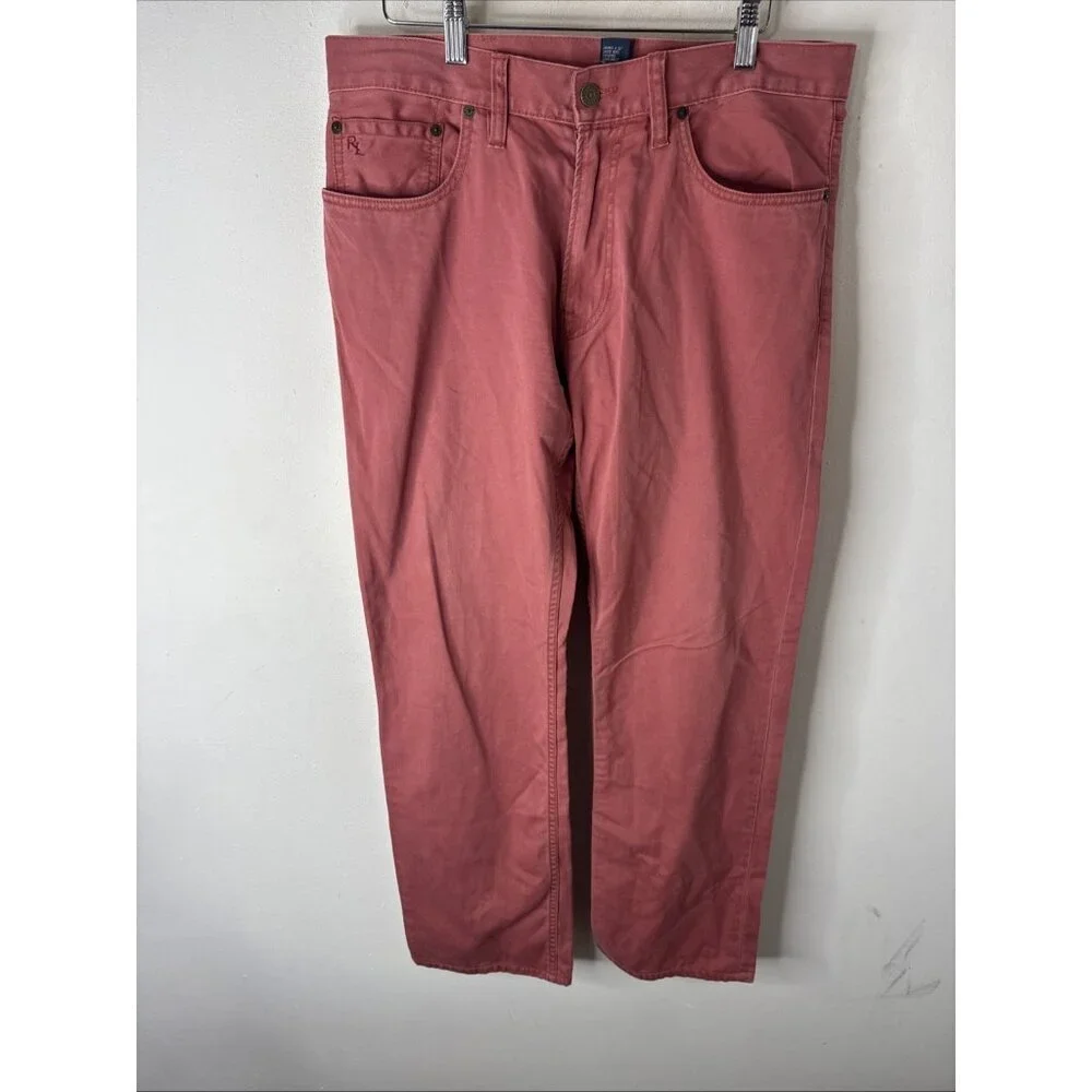 POLO RALPH LAUREN Classic Fit Chino Pants Mens 32 X 32 Salmon Coral Flat‎ Front